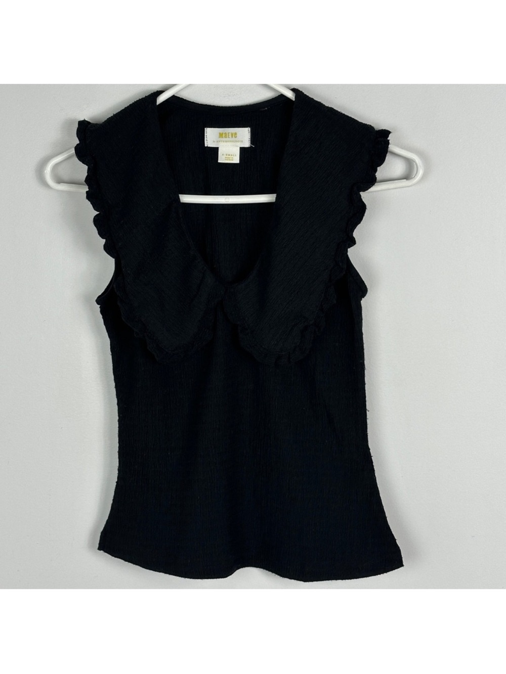 Anthropologie Maeve ruffled collar stretch knit tank top. - Picture 2 of 8